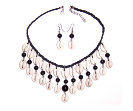 COWRIE SET ketting en oorbellen | kauri schelpen | African style