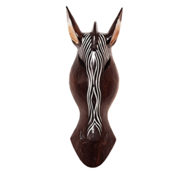 50 cm Houten ZEBRA masker BANDELE - Afrikaans dierenmasker