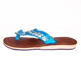 African COWRY slippers BLUE met schelpjes | hippie Ibiza | 36 t/m 39