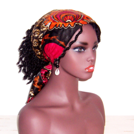 Afrikaans sjaaltje - hoofddoekje BAZIN | African wax 100% katoen damast - 115 x 20 cm