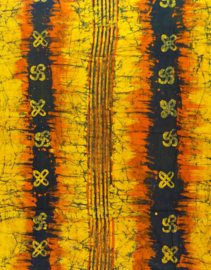 003 GHANA batik stof ADINKRA ORANGE 100% cotton | handgemaakt | prijs / yard