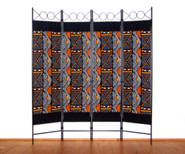 Afrikaans kamerscherm SIKI | African room divider | 4-delig, inklapbaar | 180 cm x 160 cm