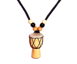 KETTING DRUM #4 | afrikaanse trommel | hout / zwarte leerveter