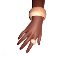HOUTEN armband + ring set TALISA | African Chic | cherry wood | bangle maat L = 21 cm