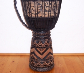 DJEMBE TROMMEL afrikaanse woondeco houtsnijwerk size L #1