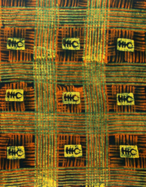 004 GHANA batik stof ADINKRA GREEN 100% cotton | handgemaakt | prijs / yard