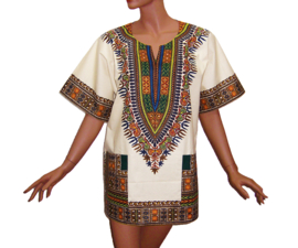 Afrikaans dashiki shirt  CREAM | Vlisco ANGELINA | unisex