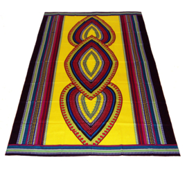 Dashiki stof HEART DONKERGEEL | african print | 100% katoen | coupon 180 x 110 cm