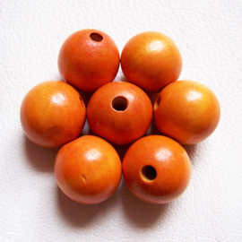 HOUTEN KRALEN 25 mm oranje | met groot rijggat | 2 stuks
