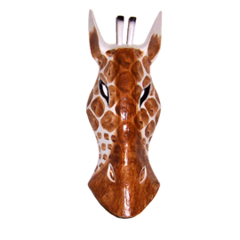 30 cm Houten GIRAFFE masker KOFI - Afrikaans dierenmasker