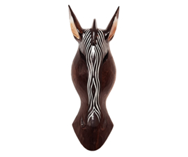 50 cm Houten ZEBRA masker BANDELE - Afrikaans dierenmasker