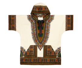 Afrikaanse dashiki hoodie CREAM | Vlisco ANGELINA | maat XL/XXL