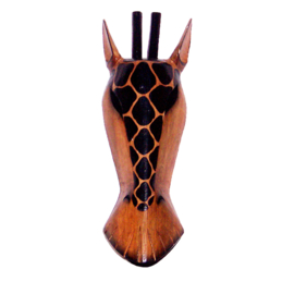 30 cm Houten GIRAFFE masker KENDI - Afrikaans dierenmasker