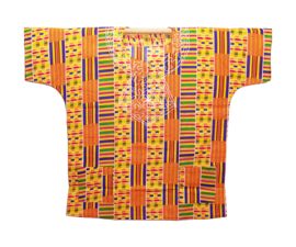 Cultural dashiki shirt KENTE ASHANTI geel | geborduurde hals