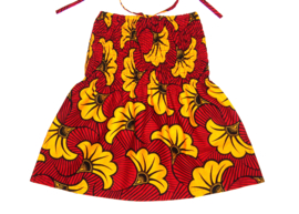 African princess dress FLOWERS | Vlisco Wax Block print | halterjurkje maat M = 4-5 jaar