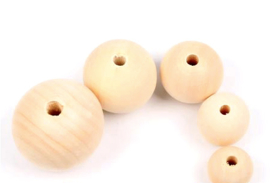 Blank houten KRALEN 50 mm - rond | groot rijggat | 1 kraal