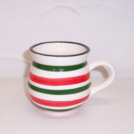 Borrelset Rood-Gestreept van Dishes & Deco | 2 Mokken + 2 Snackborden Ø 27,5 cm