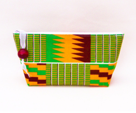 KENTE make-up tasje van katoen met african wax Kente print