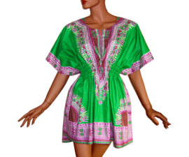 Afrikaanse dashiki jurk GREEN | kaftanjurkje | Vlisco ANGELINA