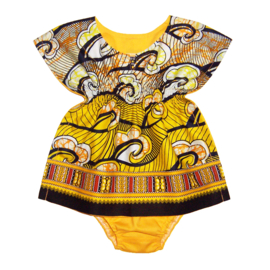 Dashiki setje BABY GIRL YELLOW | jurkje + luierbroekje | Vlisco Super-Wax | maat 62/68 = 3-6 mnd