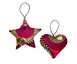 Afrikaanse kersthangers SAFIA hart + ster | kerstversiering / kerstornamenten