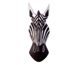 30 cm Houten ZEBRA masker ASANTE - Afrikaans dierenmasker