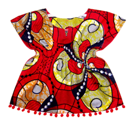 Dashiki setje BABY GIRL RED | jurkje + luierbroekje | Vlisco Super-Wax | maat 62/68 = 3-6 mnd