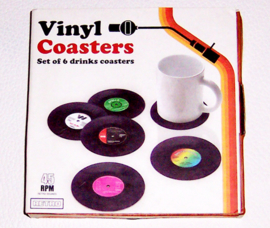 retro onderzetters grammofoon-plaat  vinyl record label | set van 6