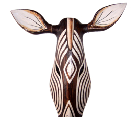 55 cm Set houten maskers ZEBRA + GIRAFFE - dierenmaskers | set #2