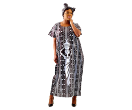 Afrikaanse MUD CLOTH print kaftan 100% katoen | woman #2