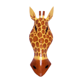 50 cm Set houten maskers ZEBRA + GIRAFFE geel - dierenmaskers