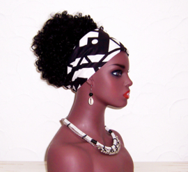 KETTING zilverkleur | zwart-wit | tribale, etnische, afrikaanse stijl