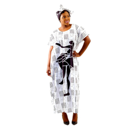 Afrikaanse MUD CLOTH print kaftan 100% katoen | woman #10