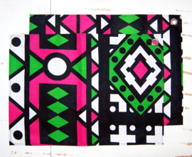 Afrikaanse PLACEMATS Samakaka groen-roze | set van 2 | african wax print  | 32,5 x 45 cm | katoen