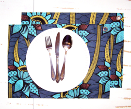 Afrikaanse PLACEMATS Nairobi | set van 2 | african wax print  | 32,5 x 45 cm | 100% katoen Ankara stof