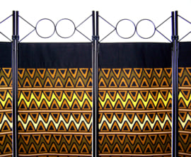Afrikaans kamerscherm ONANI | African room divider | 4-delig, inklapbaar | 180 cm x 160 cm