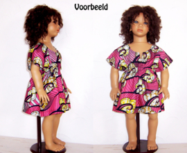 Dashiki jurkje BABY ROZE met elastische taille | African Super-Wax | maat XS/80 = 12 maanden