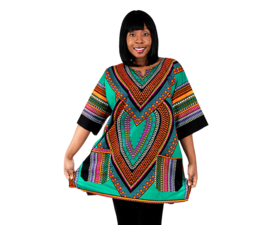 Afrikaans dashiki shirt HEART GROEN | african print | unisex