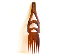 Afrikaanse kam #9 houtsnijwerk handmade in Senegal | 26 cm