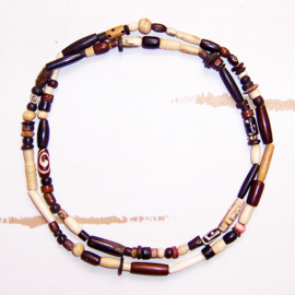 MUDCLOTH ketting | African mudcloth batik bone beads #1