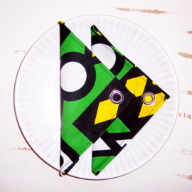 Afrikaanse SERVETTEN Samakaka groen-geel | set van 2 | african wax print napkins  | 35 x 35 cm