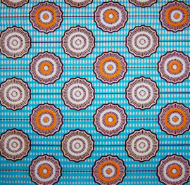 191 Afrikaanse stof | African Wax Print met zilveren opdruk - 100% cotton | prijs / yard