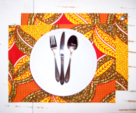 Afrikaanse PLACEMATS Azalee | set van 2 | african wax print  | 32,5 x 45 cm | 100% katoen Ankara stof