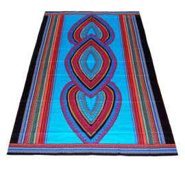 Dashiki stof HEART AZUURBLAUW | african print | 100% katoen | coupon 180 x 110 cm