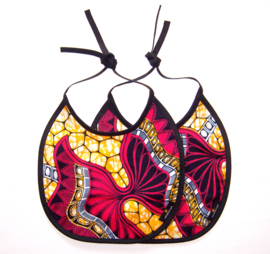 Afrikaanse SLABBETJES HOT PINK | Vlisco + badstof | set van 2
