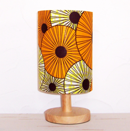Afrikaans tafellampje PARASOLS | schemerlampje met houten voet | 28 cm