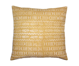 BAMBARA MUSTARD sierkussen van Bogolan mud cloth 50 x 50 cm