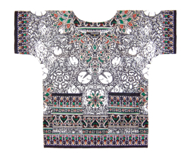 Afrikaanse dashiki set WHITE | shirt + short | unisex | kinderen maat L = 6-8 jaar