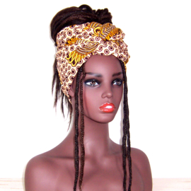 Afrikaanse hoofddoek - headwrap CHEETAH | African wax print 100% katoen - 180 x 56 cm