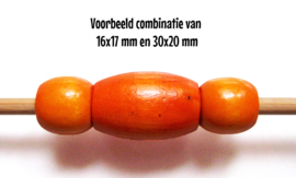 HOUTEN KRALEN 16x17 mm ORANJE | rijggat 7 mm | 4 stuks